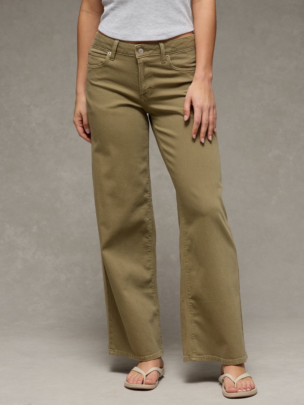 American Eagle Outfitters Olive Wide-Leg Jeans